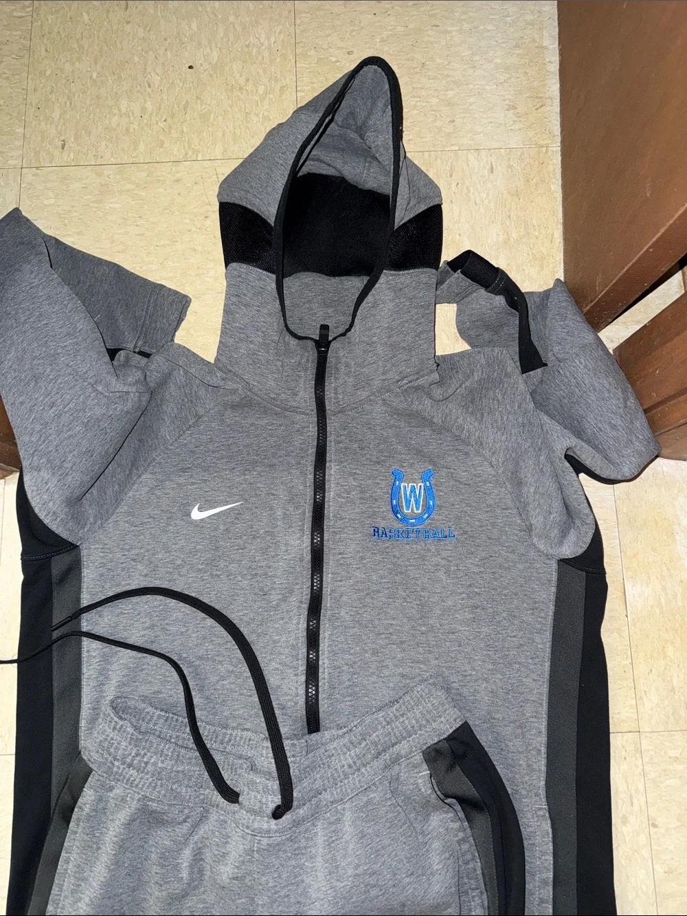 Nike Gray Sweatpants with Blue Basketball Logo